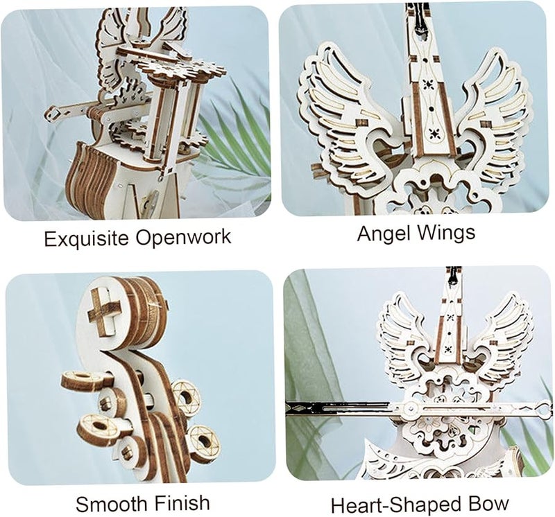 موسيقى التشيلو صندوق الموسيقى ثلاثي الأبعاد لغز خشبي DIY مجموعة بناء مع جناح للكبار هدية عيد الميلاد - Image 3